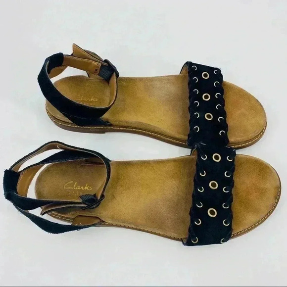 Clark’s Artisan Women's Corsio Amelia Black Soft Suede Sandals Size 11 - Picture 4 of 8